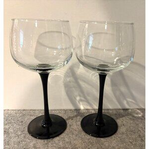2 Black Stemmed Wine glasses Luminarc?  7.5"  # 2906